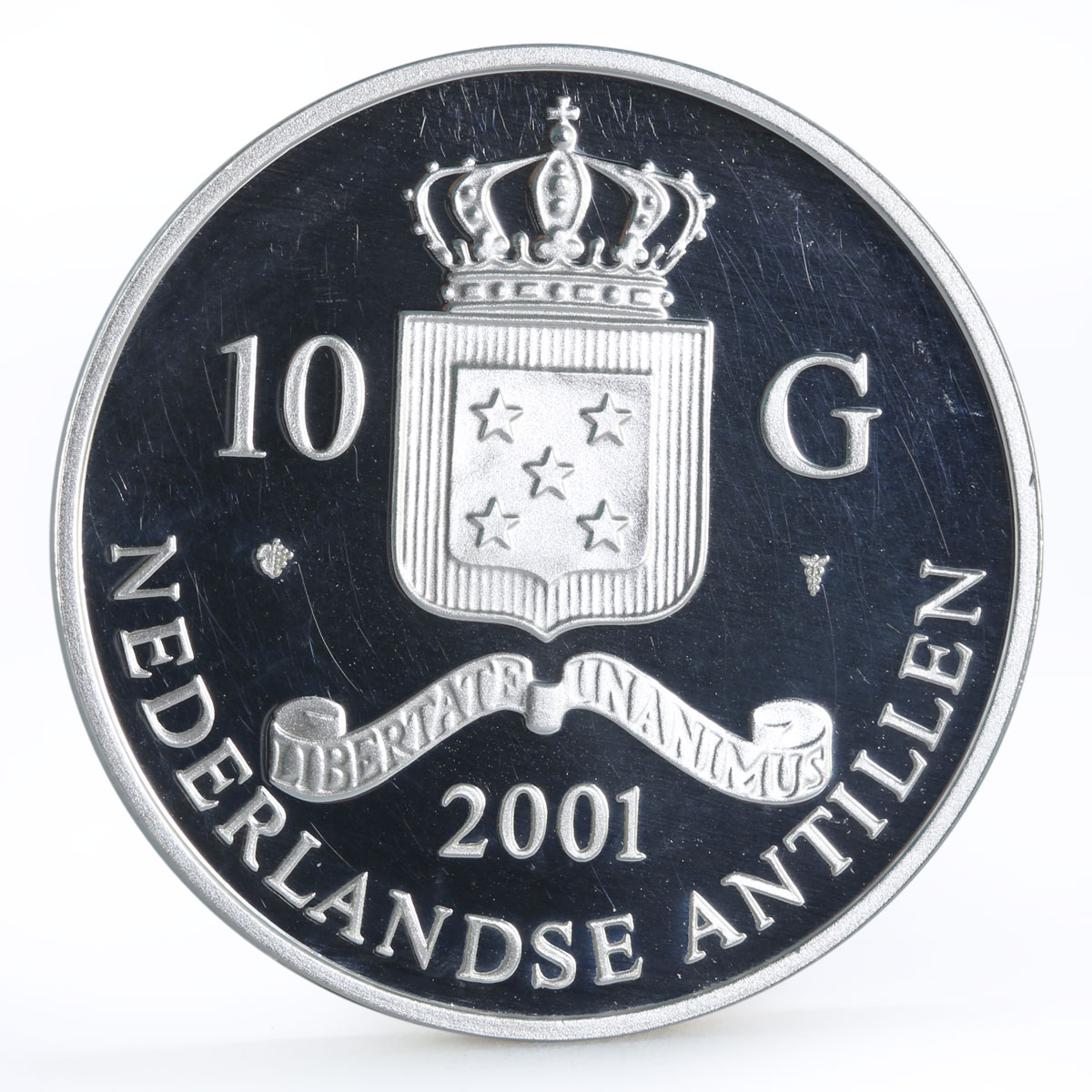 Netherlands Antilles 10 gulden Albert I gilded proof silver coin 2001