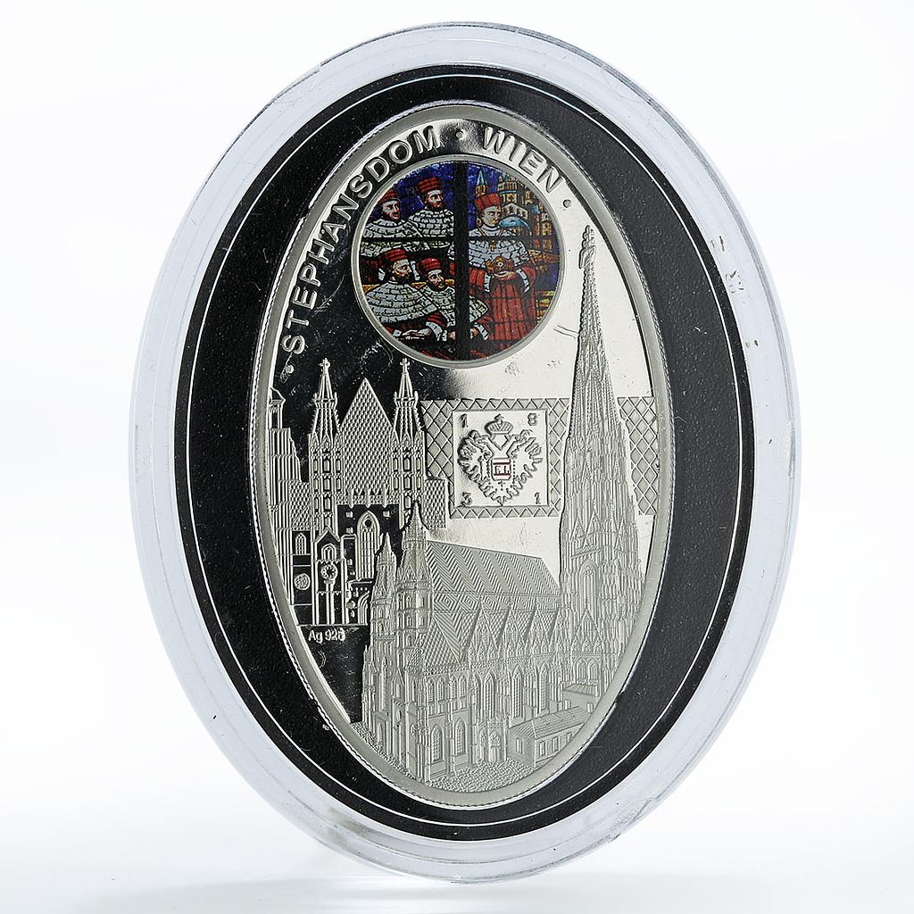 Niue 1 dollar Gothic Cathedrals series Stephansdom colored silver coin 2010