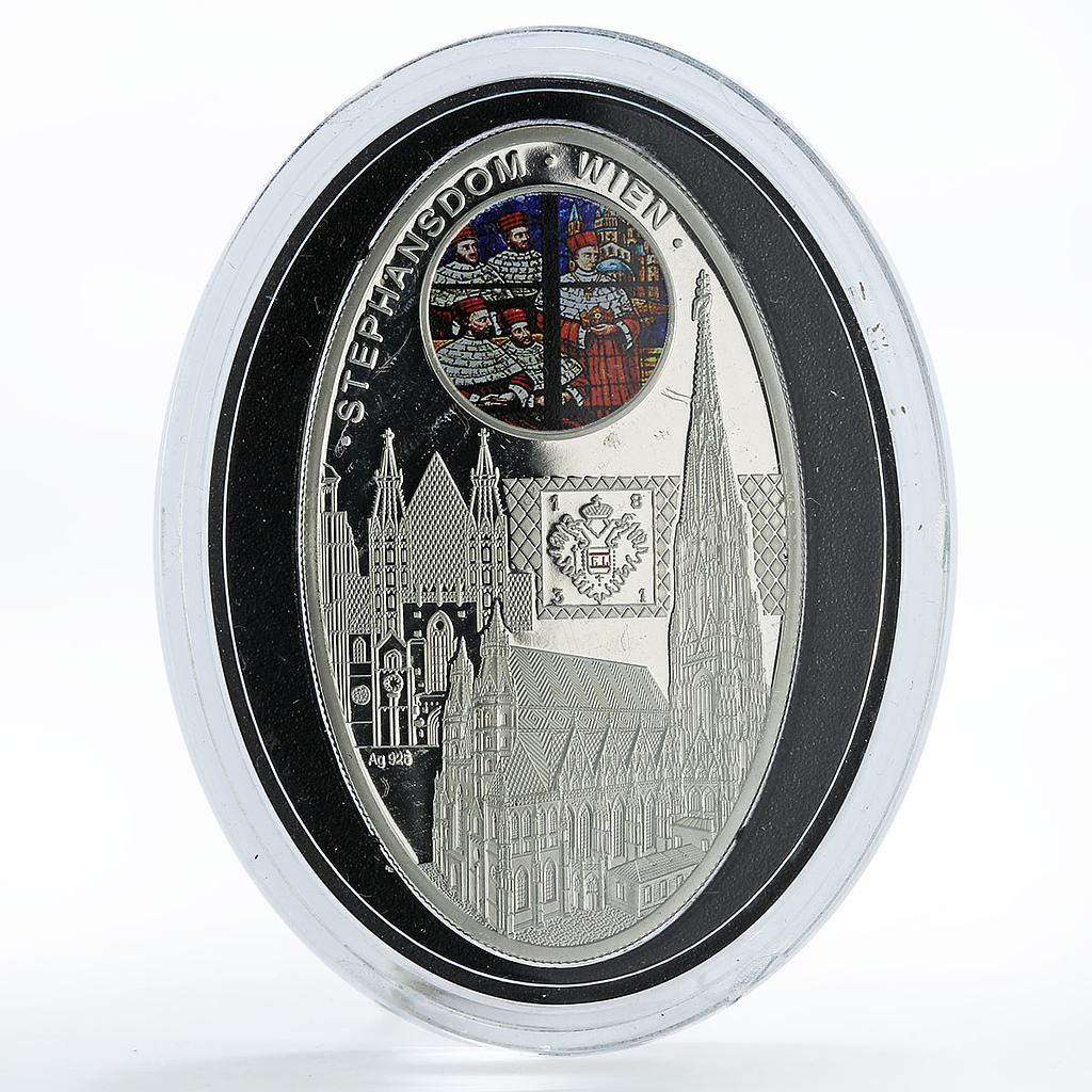 Niue 1 dollar Gothic Cathedrals series Stephansdom colored silver coin 2010