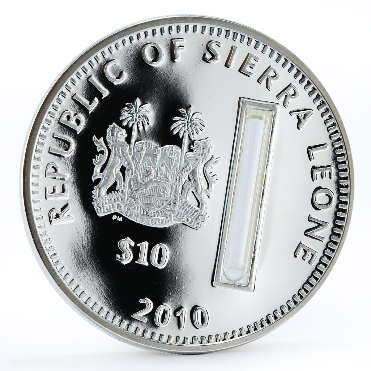 Sierra Leone 10 dollars Holy Churches The Chapel of Miracle silver coin 2010