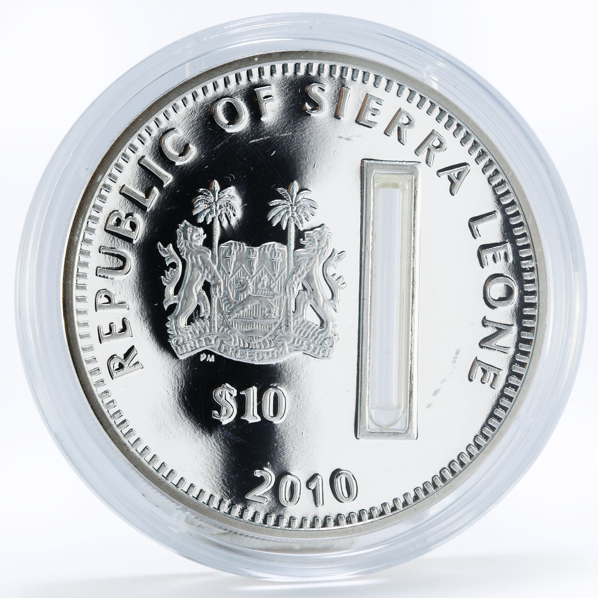 Sierra Leone 10 dollars Holy Churches The Chapel of Miracle silver coin 2010