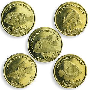Maluku set of 5 coins Fishes Marine Life coin 2017