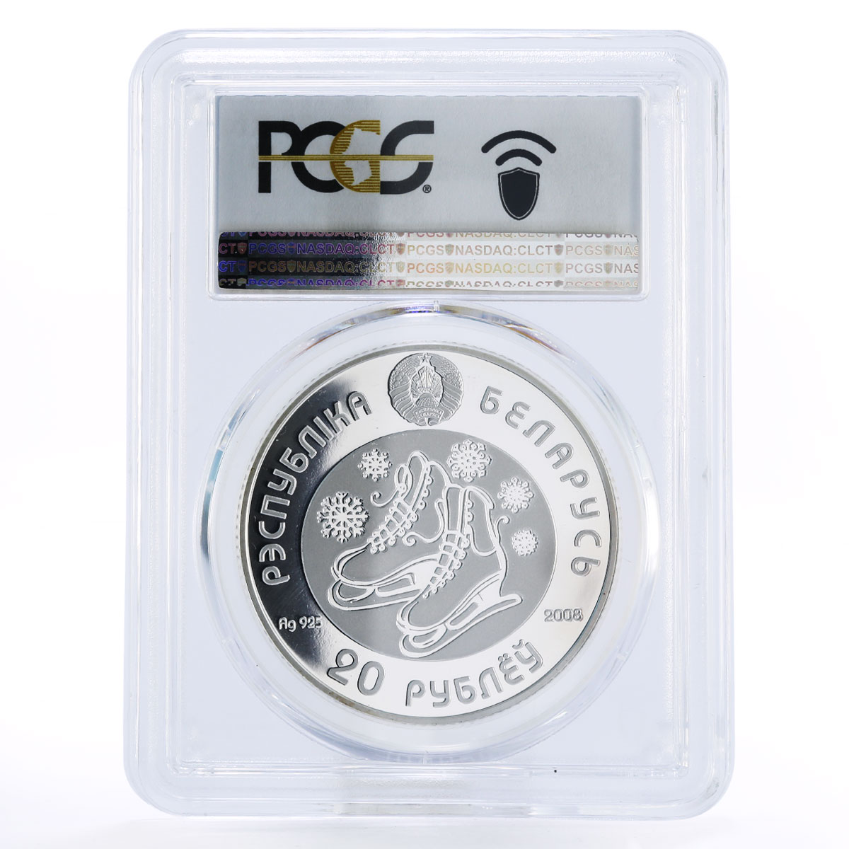 Belarus 20 rubles Olympic Games series Figure Skating PR69 PCGS silver coin 2008