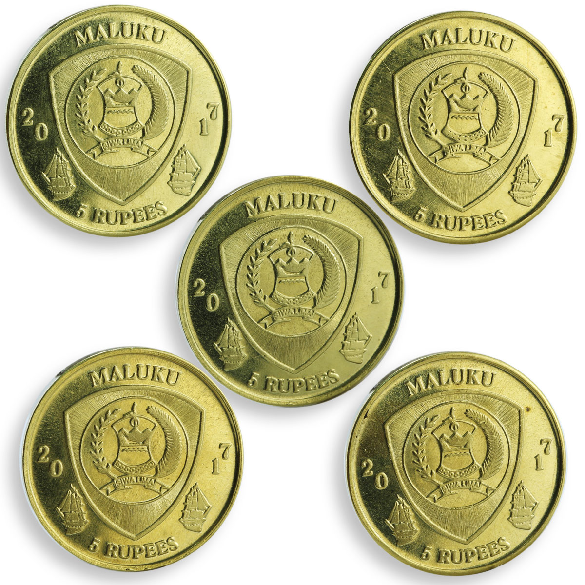 Maluku set of 5 coins Fishes Marine Life coin 2017