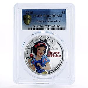 Niue 2 dollars Disney Princess Snow White PR69 PCGS colored silver coin 2015