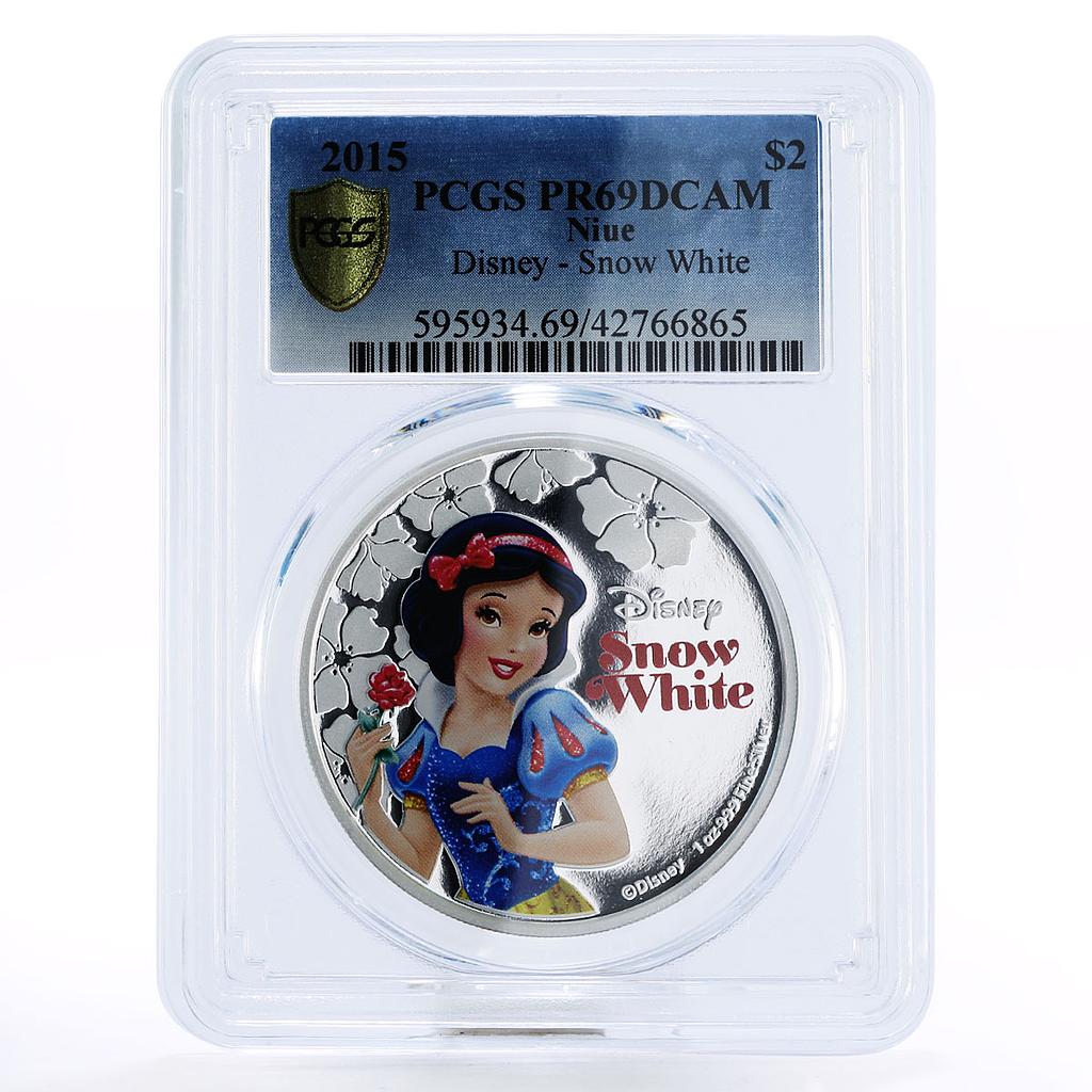 Niue 2 dollars Disney Princess Snow White PR69 PCGS colored silver coin 2015