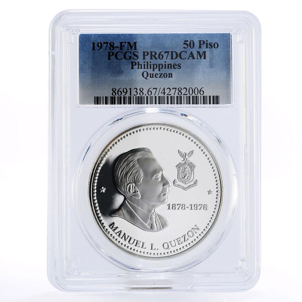 Philippines 50 piso Manuel Quezon PR67 PCGS proof silver coin 1978