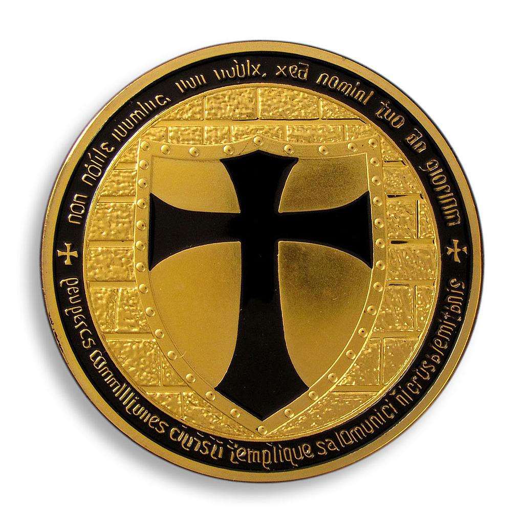 Masonic Knights Templar, Black Cross, Gold Plated coin, Token, Souvenir