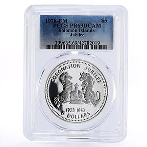 Solomon Islands 5 dollars Coronation Jubilee Horses PR69 PCGS silver coin 1978