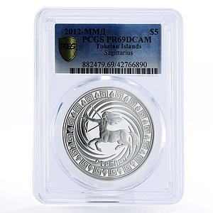 Tokelau 5 dollars Zodiac Signs series Sagittarius PR69 PCGS silver coin 2012