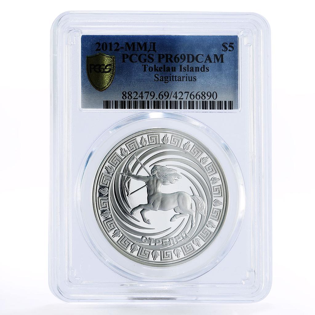 Tokelau 5 dollars Zodiac Signs series Sagittarius PR69 PCGS silver coin 2012