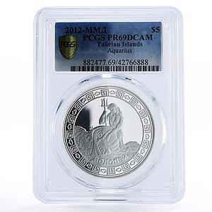 Tokelau 5 dollars Zodiac Signs series Aquarius PR69 PCGS silver coin 2012