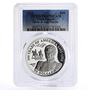 Cook Islands 50 dollars Sir Martin Frobisher PR67 PCGS silver coin 1993