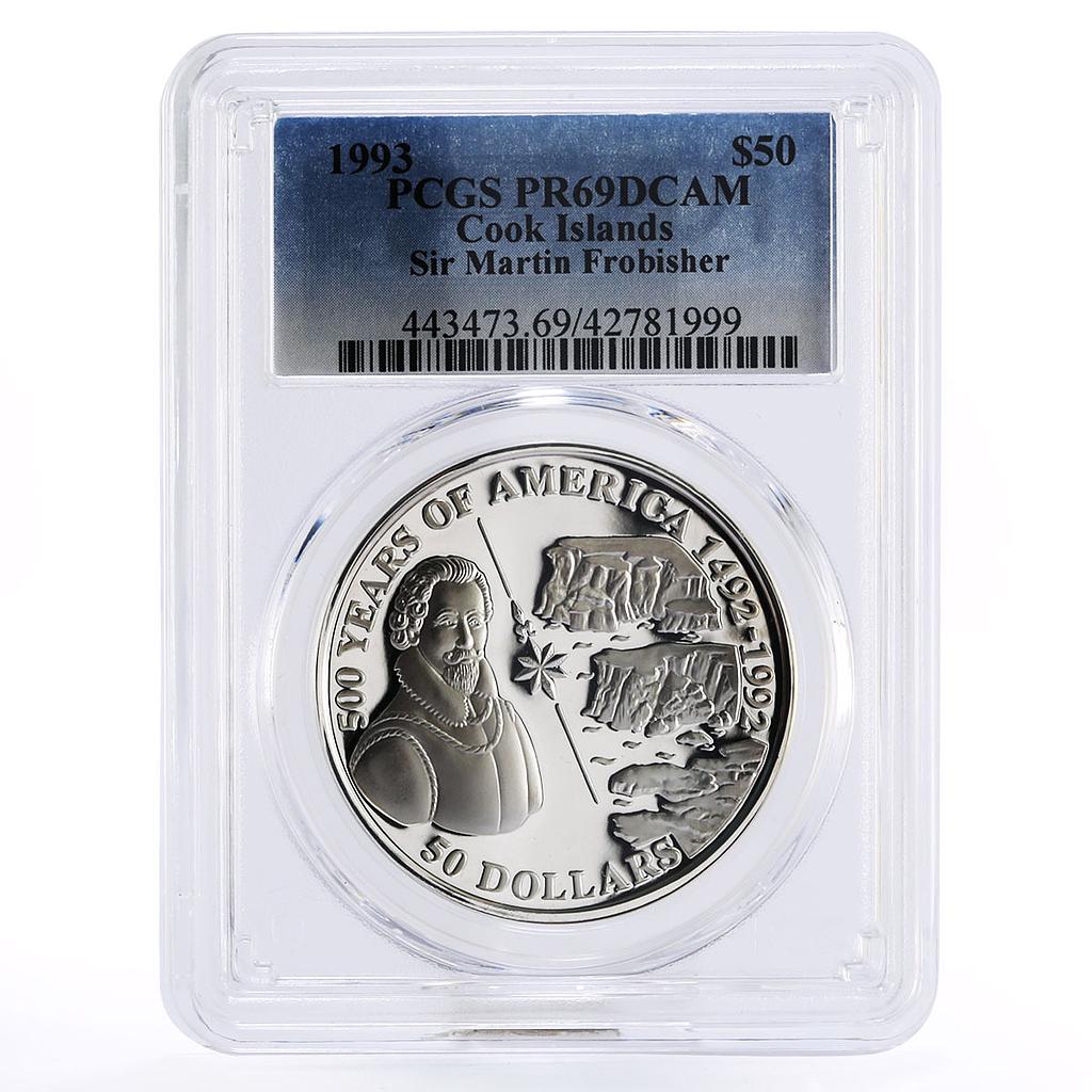 Cook Islands 50 dollars Jose de San Martin PR69 PCGS silver coin 1993