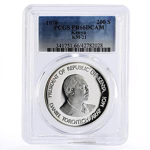 Kenya 200 shillings Daniel Toroitich Arap Moi PR66 PCGS silver coin 1978