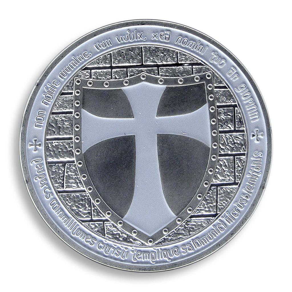 Masonic Knights Templar, White Cross, Silver Plated coin, Token, Souvenir