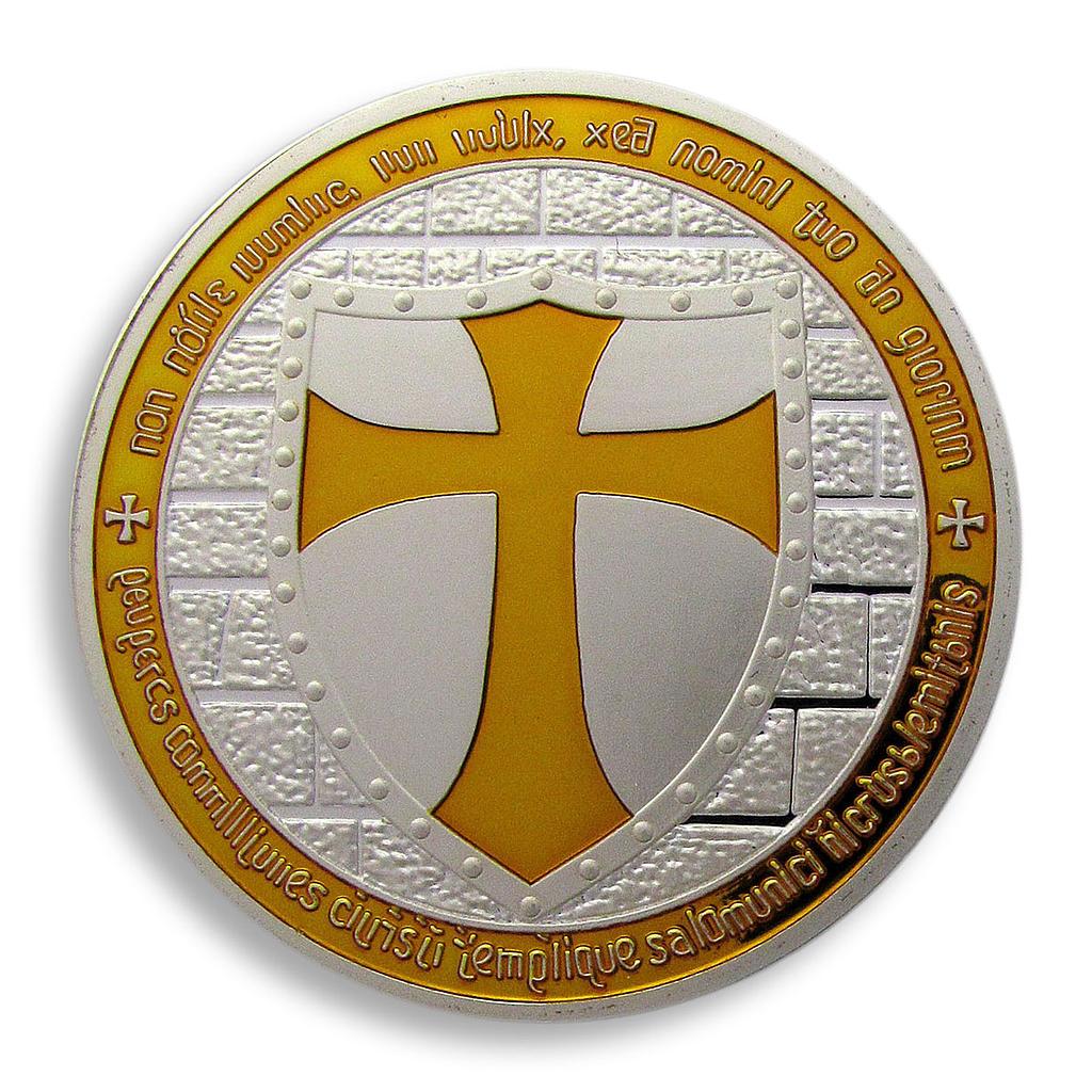 Masonic Knights Templar, Yellow Cross, Silver Plated coin, Token, Souvenir