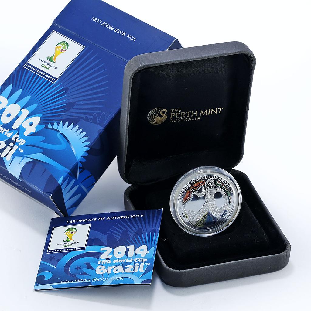 Australia 50 cents Football World Cup in Brazil Indian colored silver coin 2012