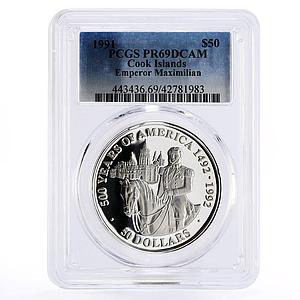 Cook Islands 50 dollars Emperor Maximillian on Horse PR69 PCGS silver coin 1991