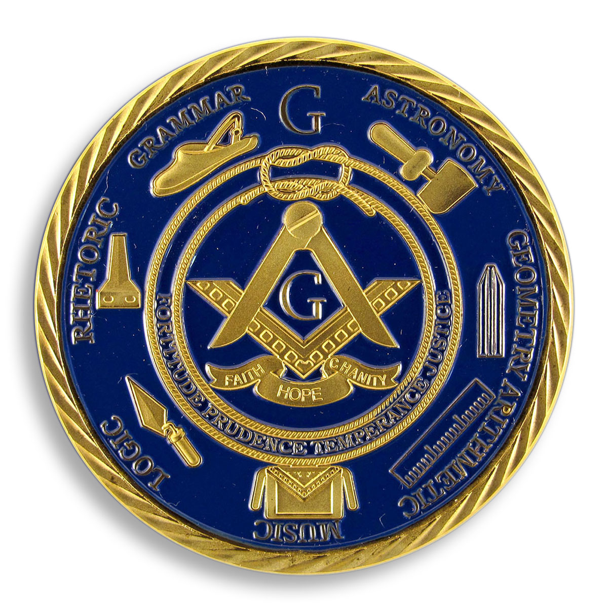 Masonic, Freemasonry, Square, Compasses, Masonic Lodge, Gold-Plated Coin