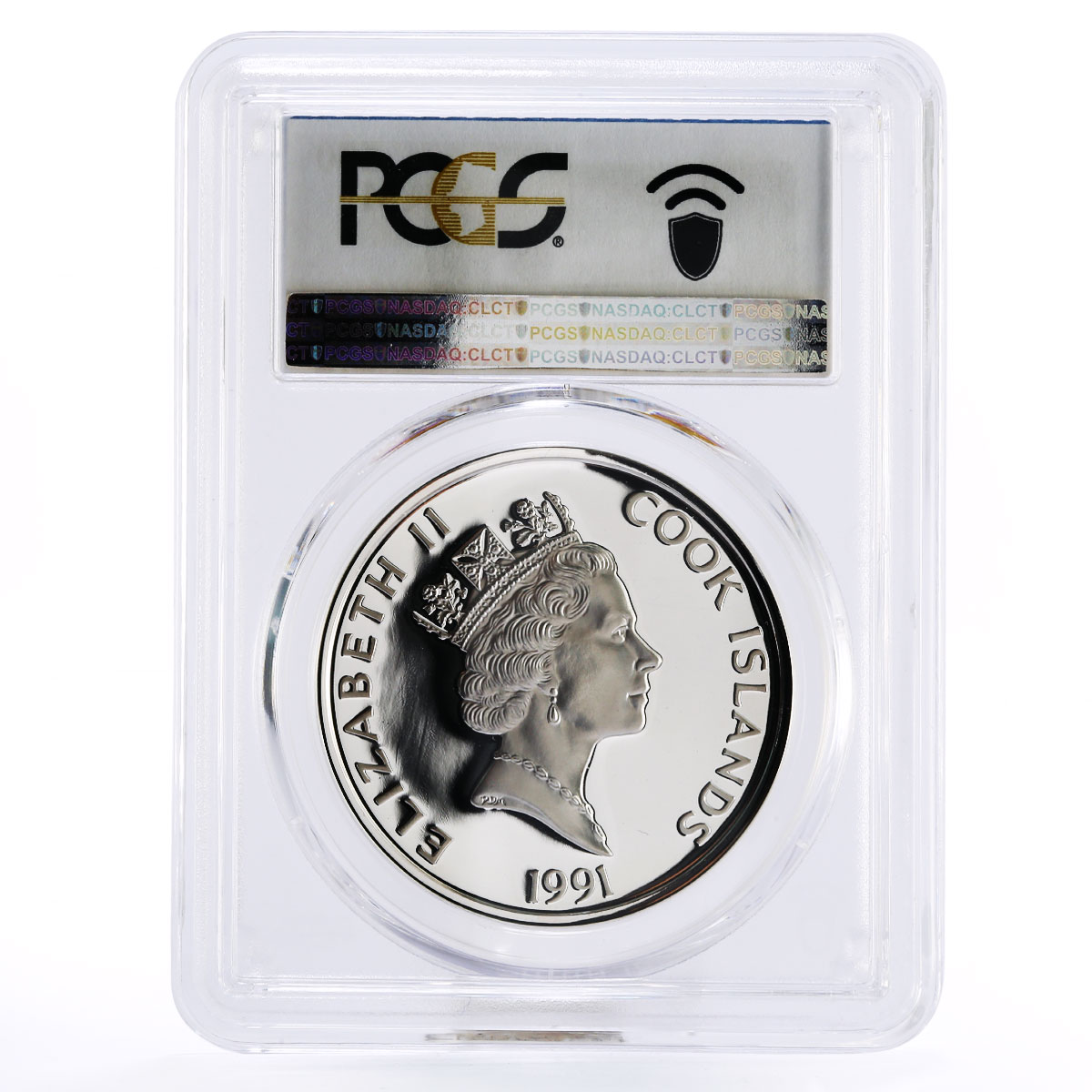 Cook Islands 50 dollars Boston Tea Party Ship PR70 PCGS silver coin 1991