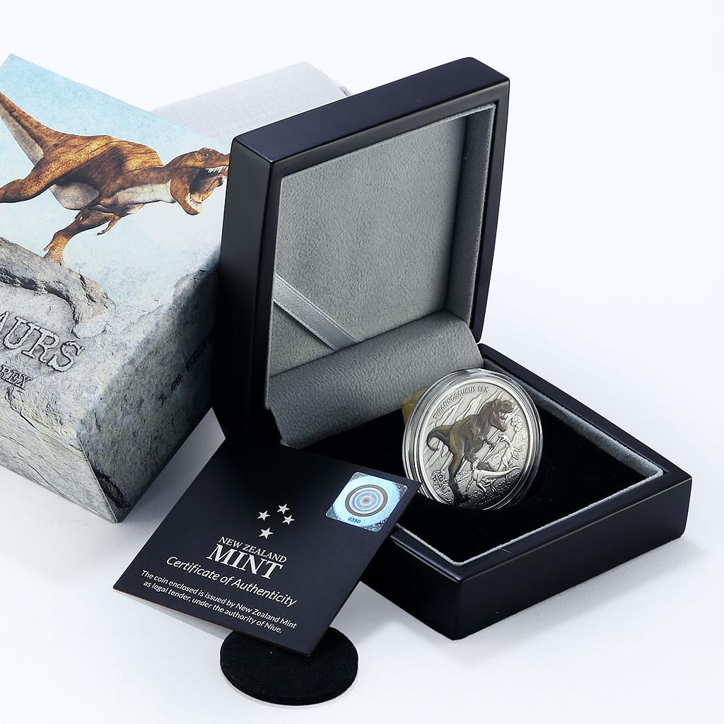 Niue 2 dollars Dinosaurs Tyrannosaurus Rex colored silver coin 2020