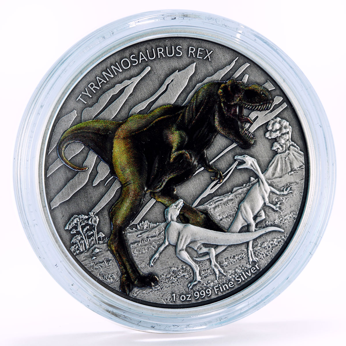 Niue 2 dollars Dinosaurs Tyrannosaurus Rex colored silver coin 2020