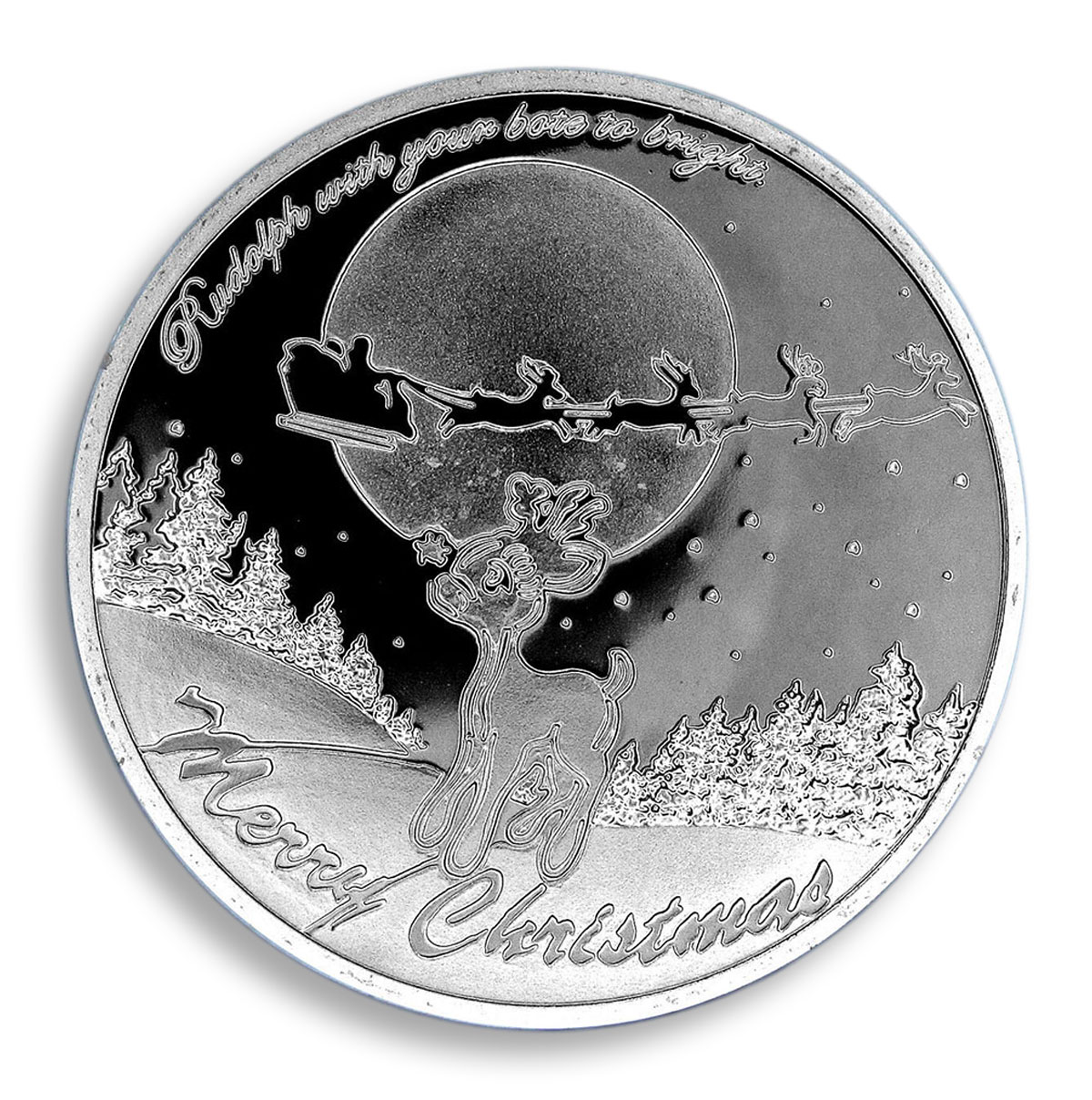 Merry Christmas, Santa Claus, Silver Plated Coin, Wishing, Lucky, Token, Medal