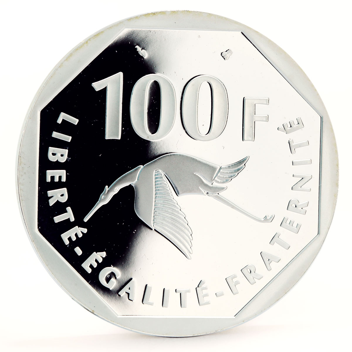 France 100 francs Aviator George Guynem's Portrait Bird Planes silver coin 1997