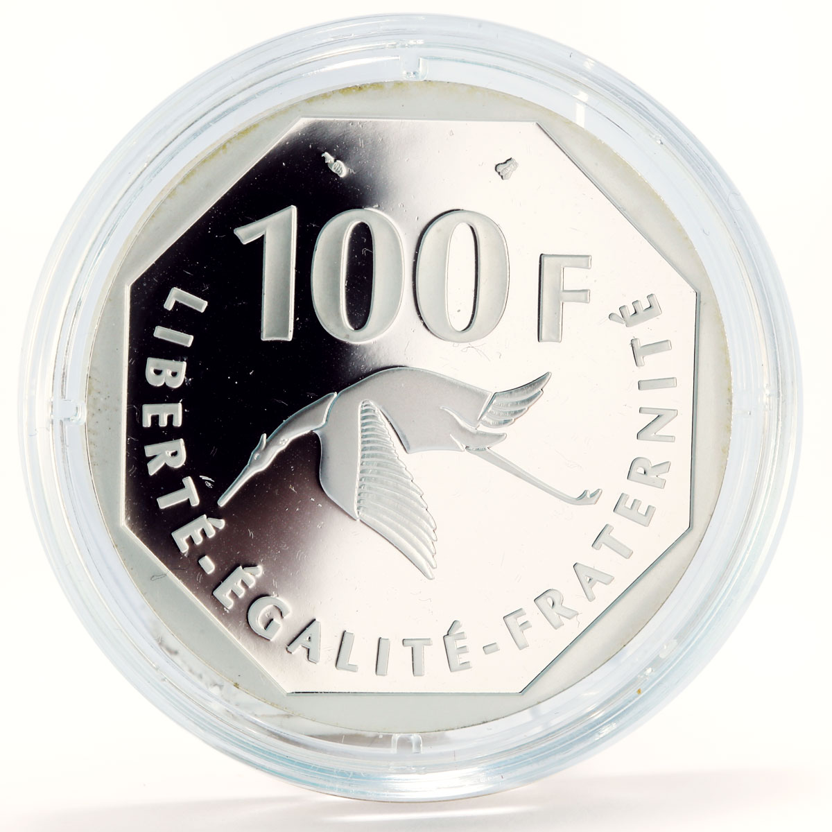 France 100 francs Aviator George Guynem's Portrait Bird Planes silver coin 1997