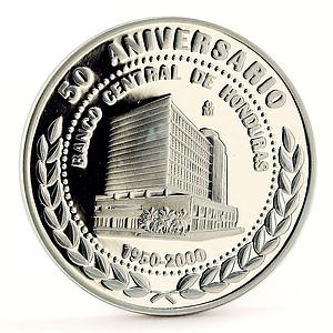 Honduras 1 lempira 50 Years to State Central Bank proof silver coin 2000