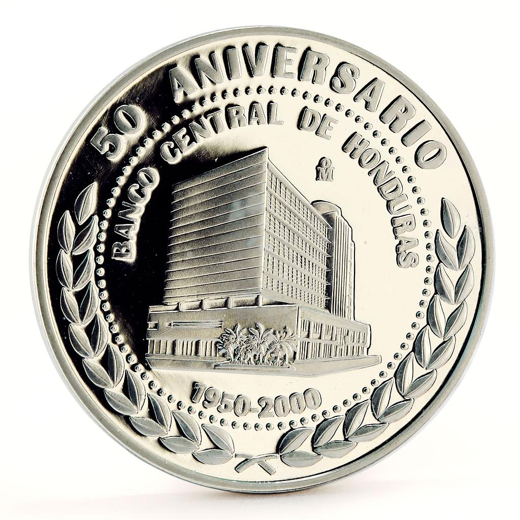 Honduras 1 lempira 50 Years to State Central Bank proof silver coin 2000