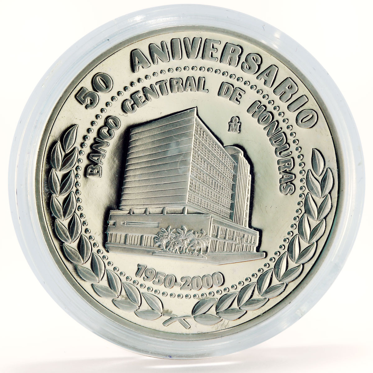 Honduras 1 lempira 50 Years to State Central Bank proof silver coin 2000