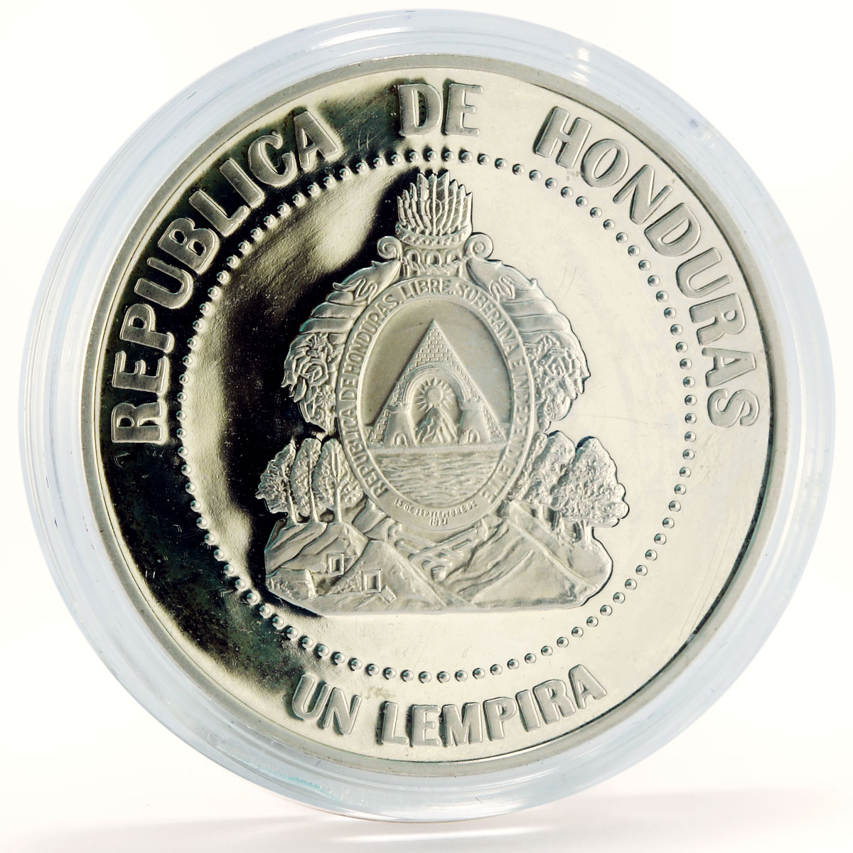 Honduras 1 lempira 50 Years to State Central Bank proof silver coin 2000