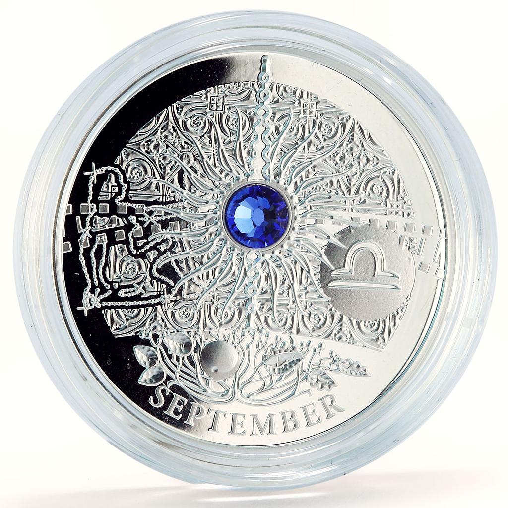 Niue 1 dollar Magic Calendar of Happines September proof silver coin 2013