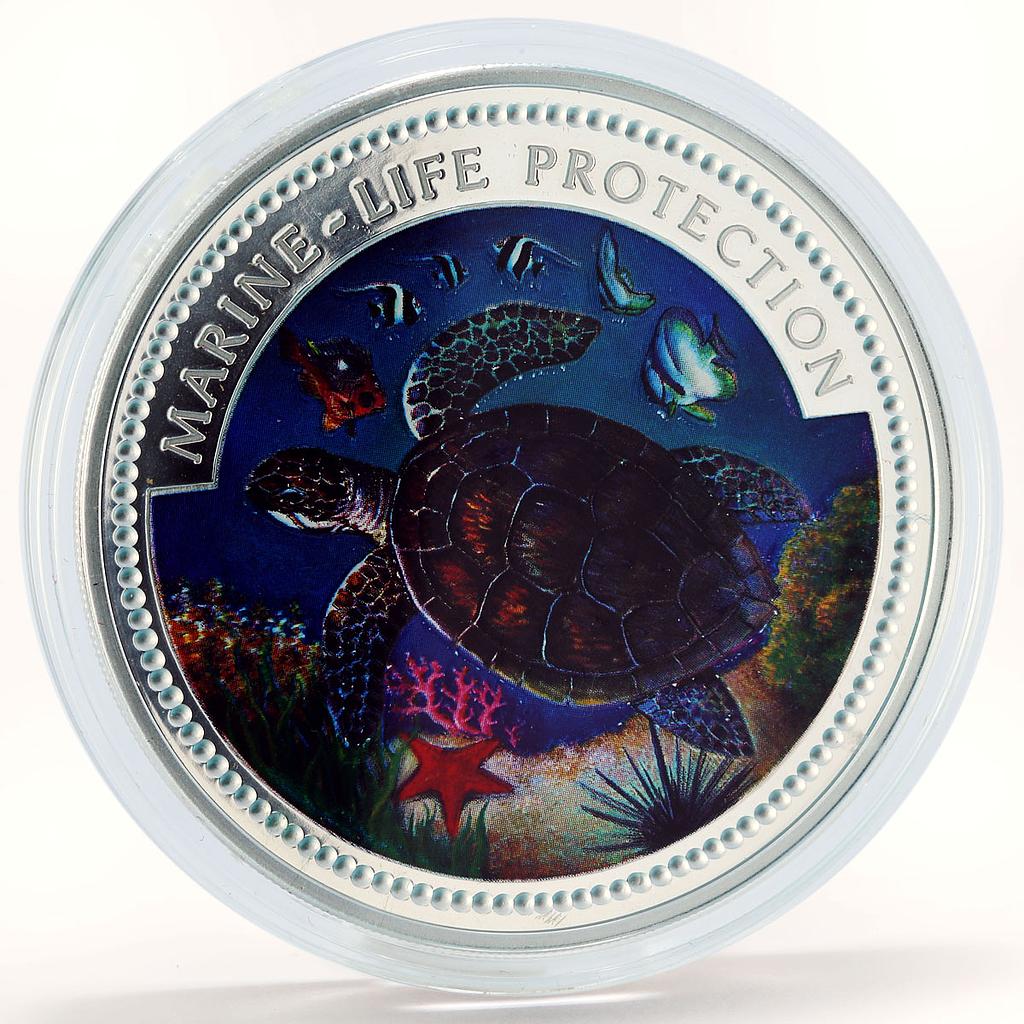 Palau 20 dollars Marine Life Protection series Sea Turtle silver coin 1998