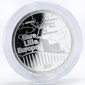 France 10 euro Lille Europe Railroad Trains Railway silver coin 2010