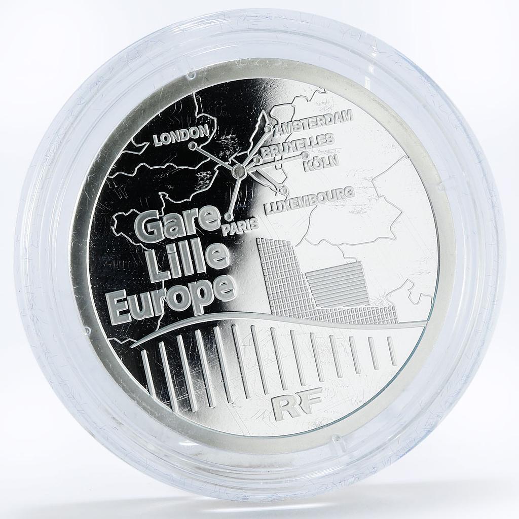 France 10 euro Lille Europe Railroad Trains Railway silver coin 2010