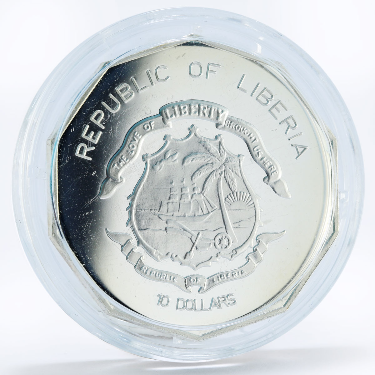 Liberia 10 dollars Millennium Hippocrates Medicine Emblem silver coin 2000