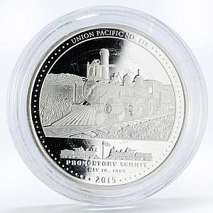 Palau 5 dollars Trains Railways Union Pacific Steam Locomotive silver coin 2015