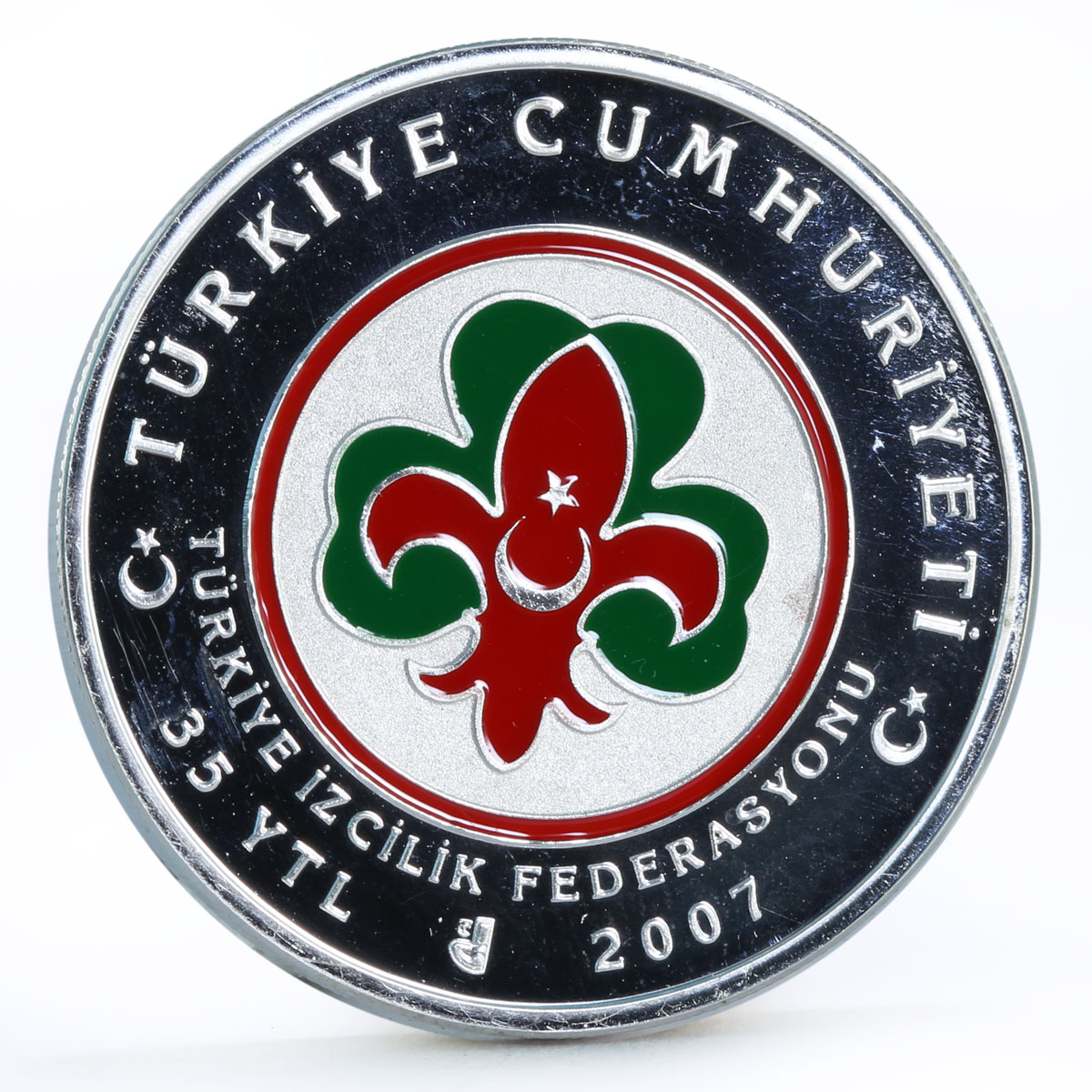 Turkey 35 lira 100th Anniversary of Children Scout Movement silver coin 2007