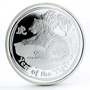 Australia 1 dollar Year Tiger KM-1317 Lunar Series 2 Cat proof silver coin 2010