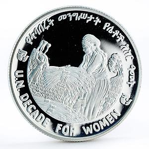 Ethiopia 20 birr Decade for Women Female Workers silver coin 1984