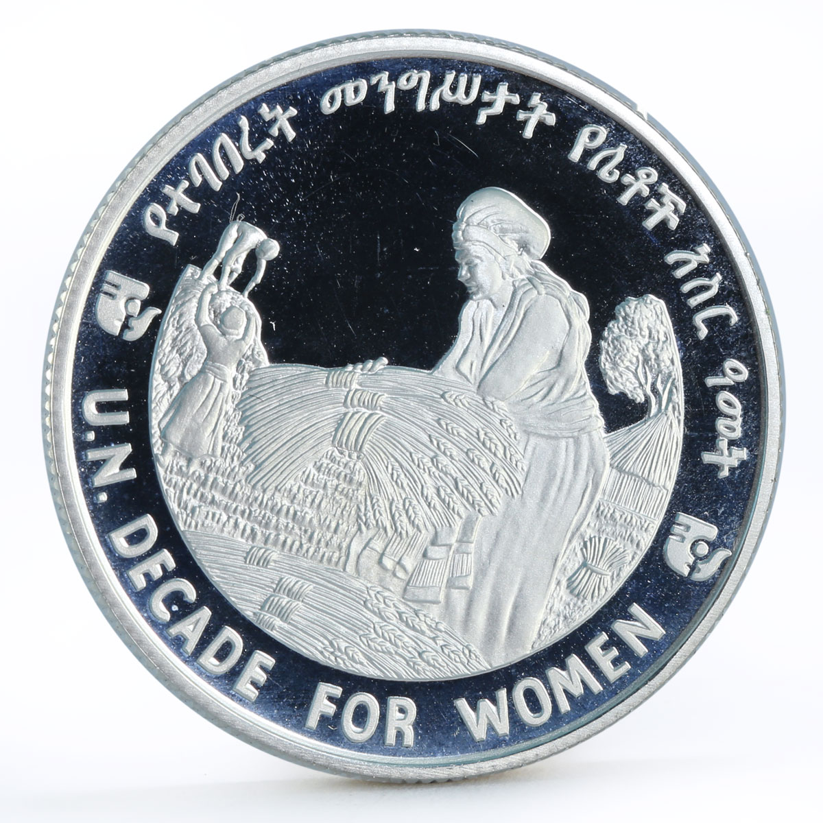 Ethiopia 20 birr Decade for Women Female Workers silver coin 1984