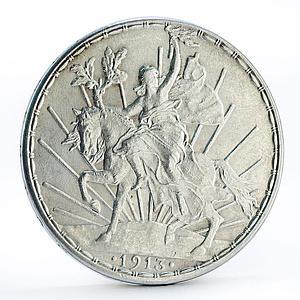 Mexico 1 peso Independence Liberty Woman on Horse silver coin 1913
