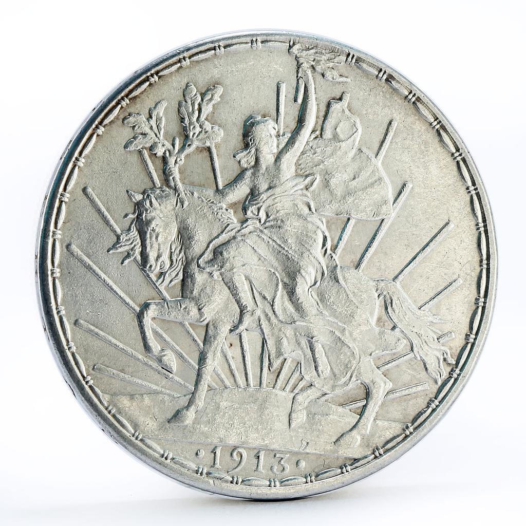 Mexico 1 peso Independence Liberty Woman on Horse silver coin 1913