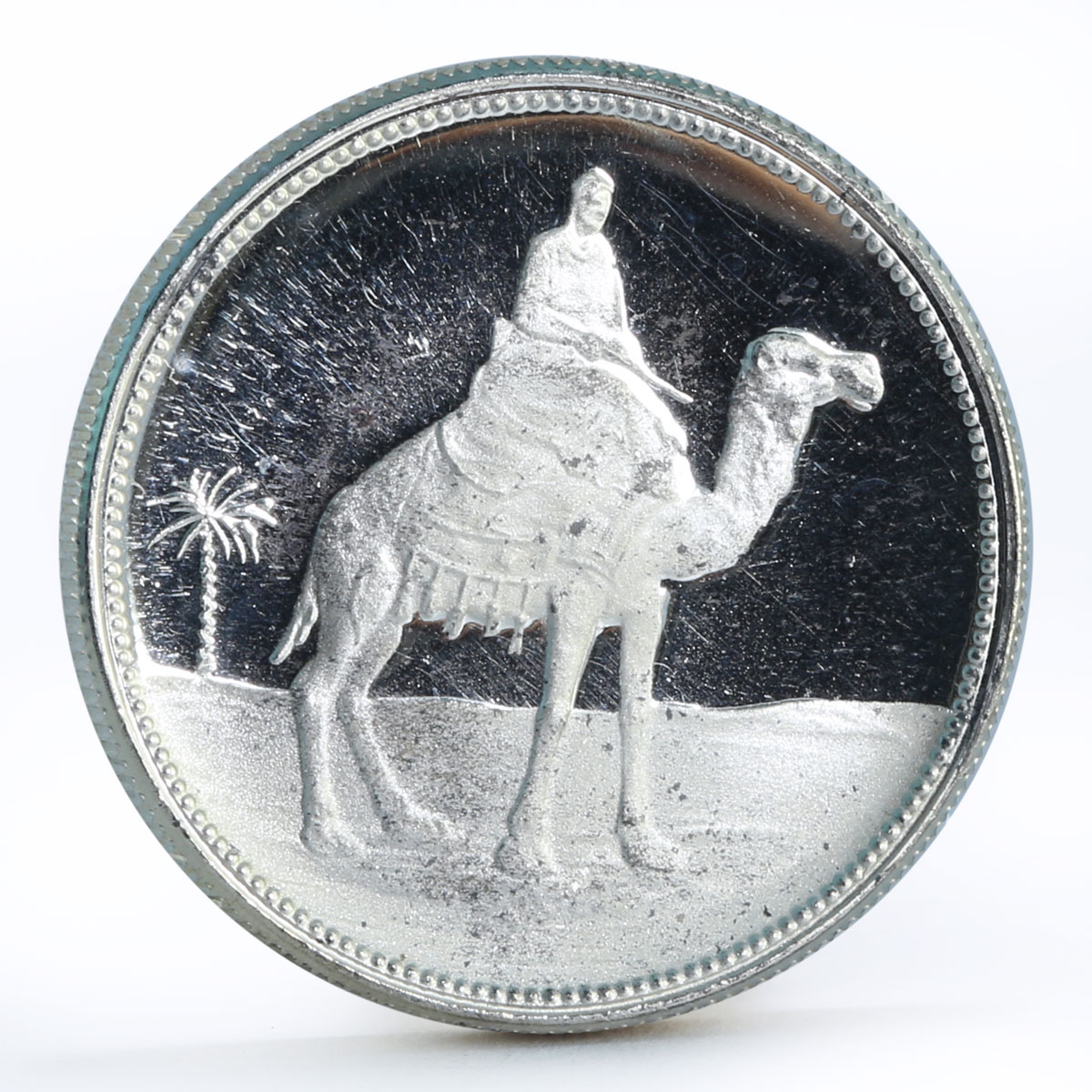 Yemen 1 riyal Animal series Man on Camel Fauna proof silver coin 1969