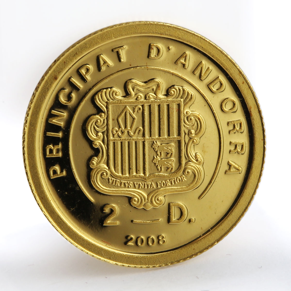 Andorra 2 dinars La Pietat Michelangelo Statue Art gold coin 2008