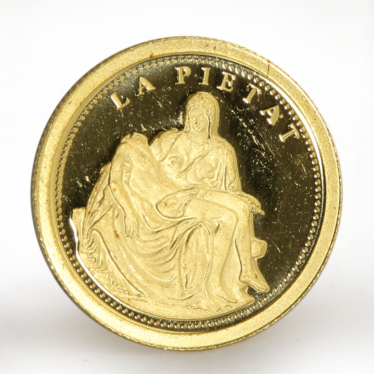 Andorra 2 dinars La Pietat Michelangelo Statue Art gold coin 2008