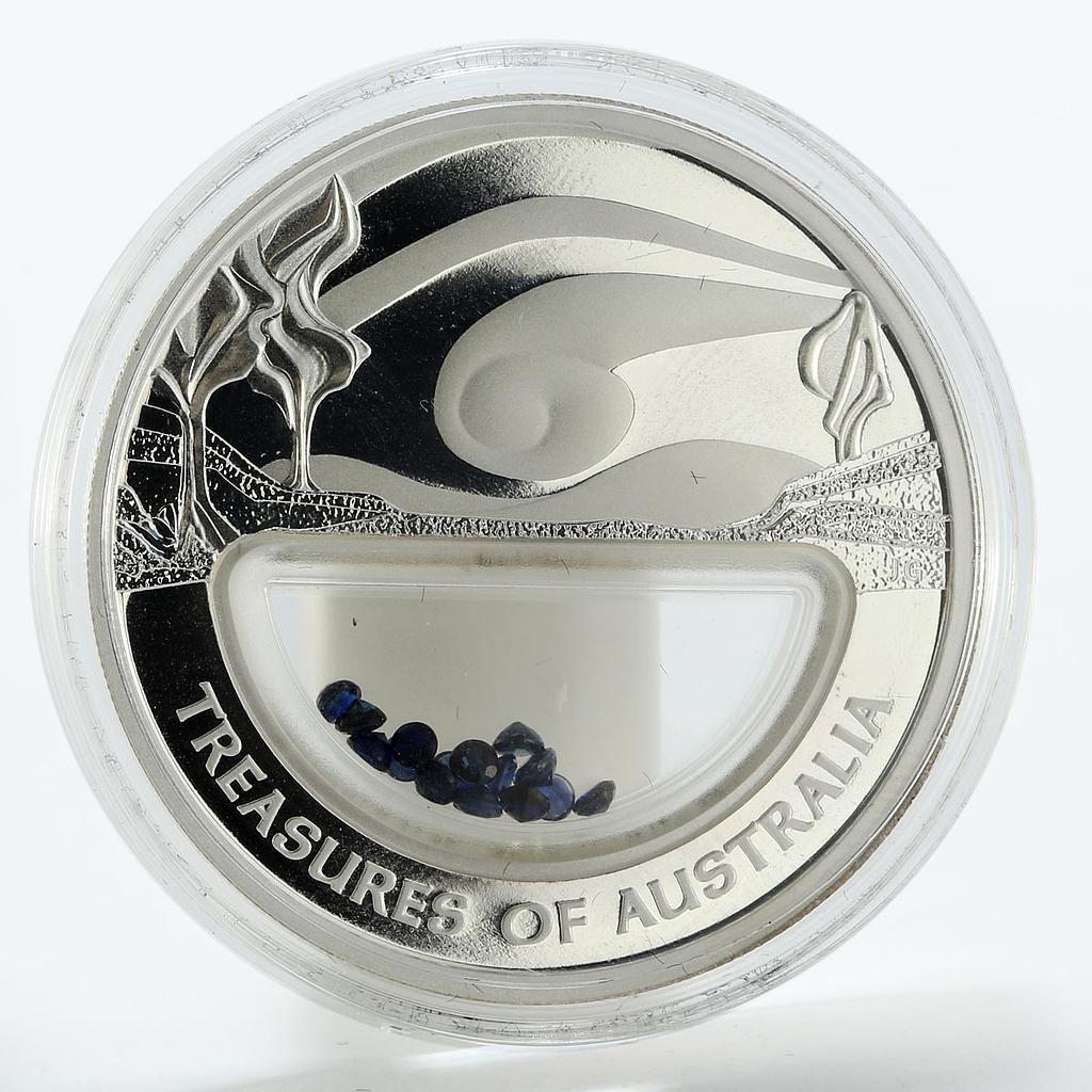 Australia 1 dollar Australian Treasures Sapphires proof silver coin 2007